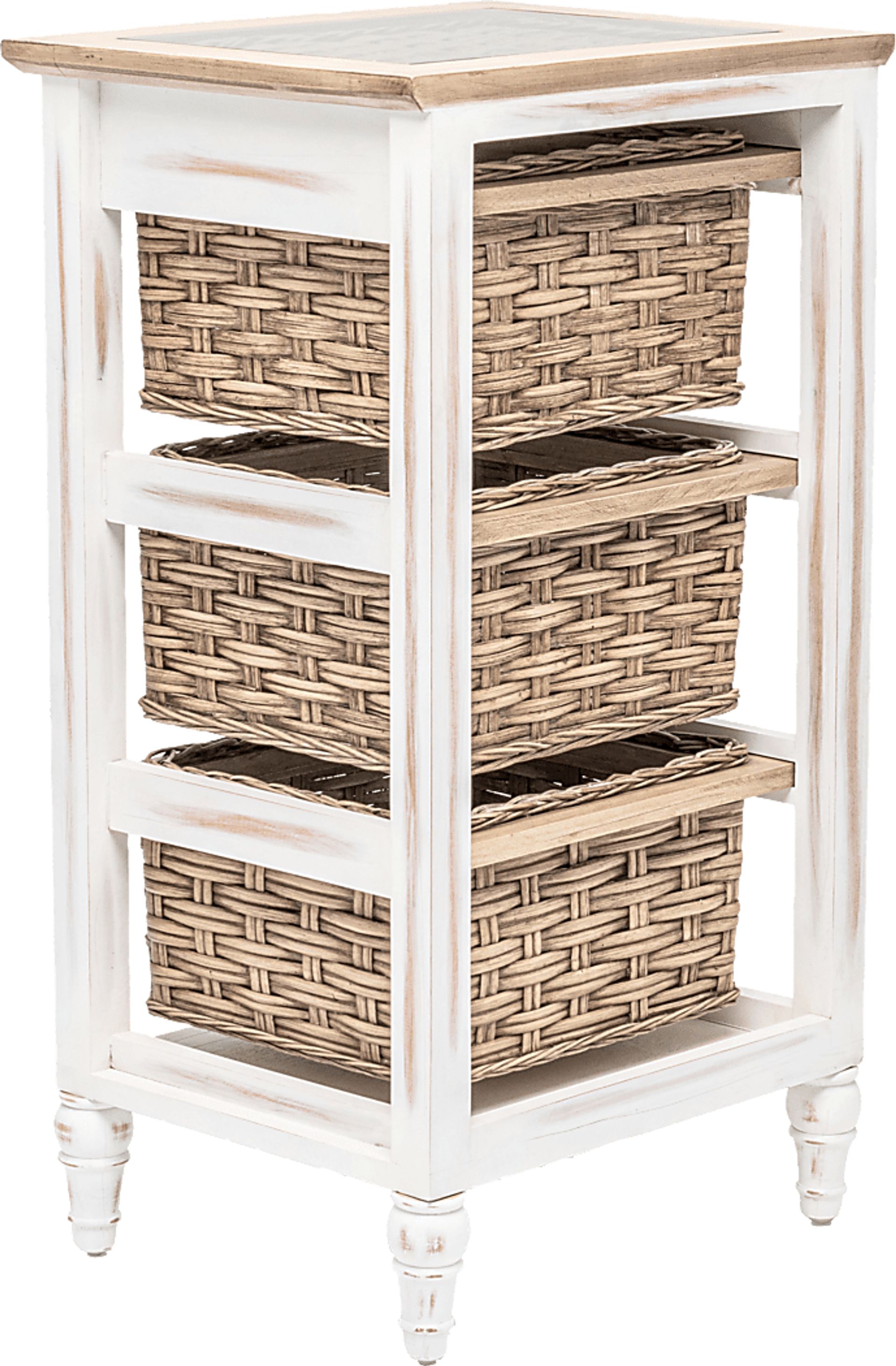 Melkre White 3 Basket Storage Cabinet - Image 6