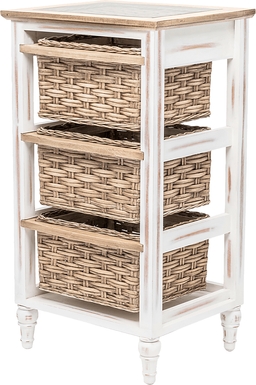 Melkre White 3 Basket Storage Cabinet