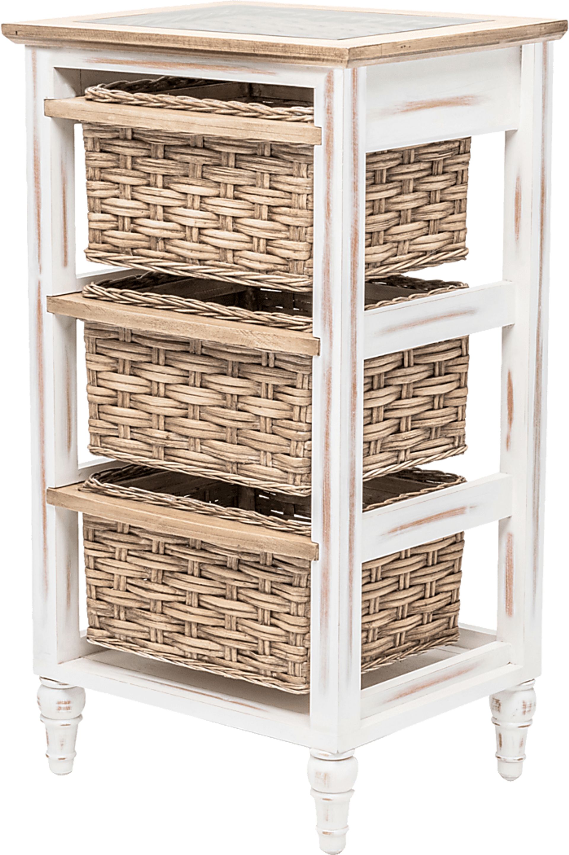 Melkre White 3 Basket Storage Cabinet - Image 1