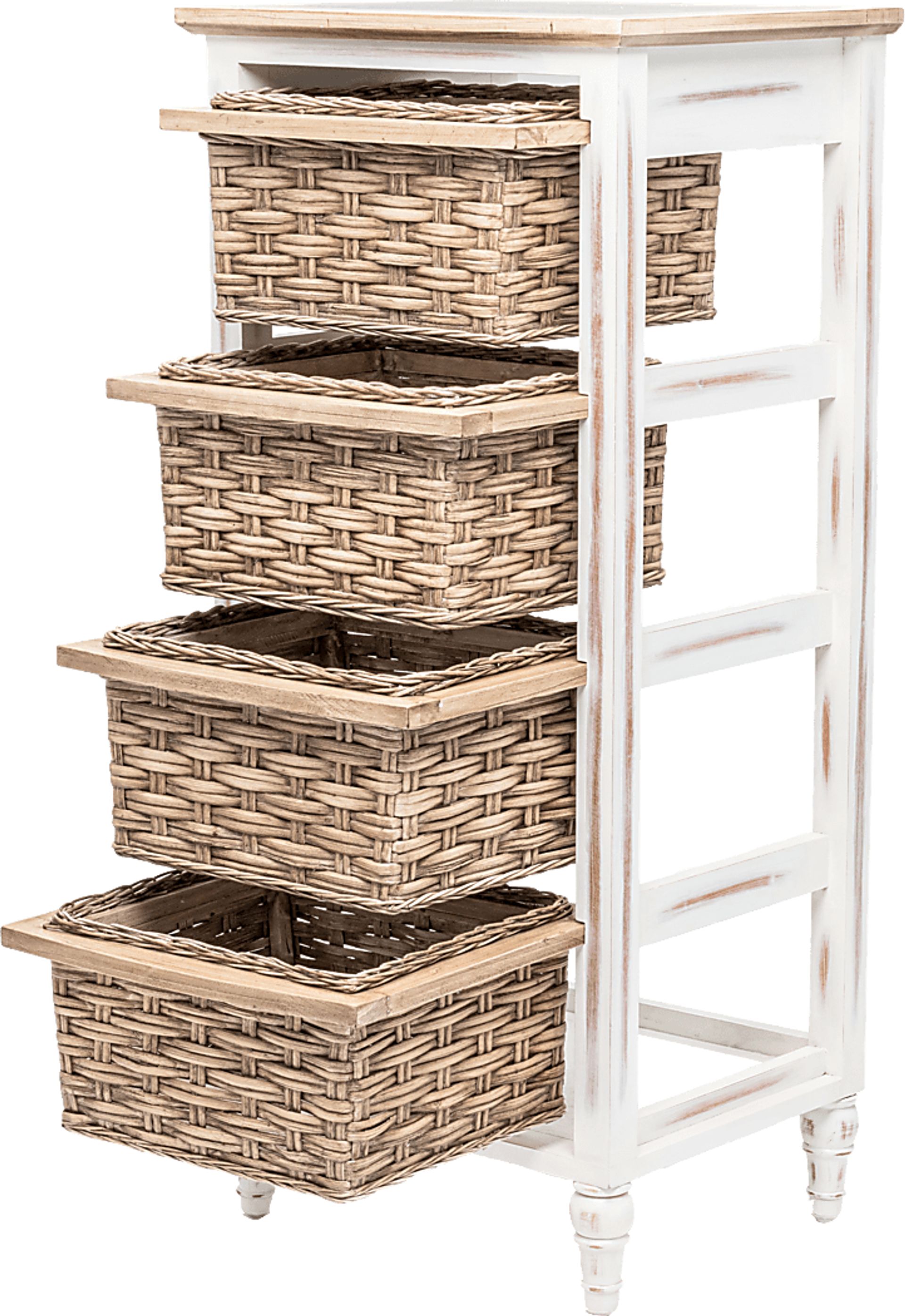 Melkre White 4 Basket Storage Cabinet - Image 3