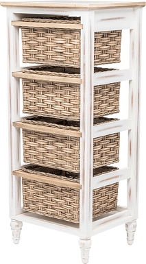 Melkre White 4 Basket Storage Cabinet