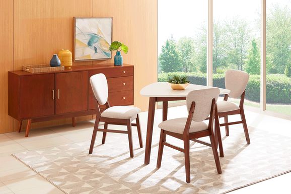 Melodina White 4 Pc Dining Room with Gray Chairs