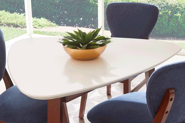 Melodina White 4 Pc Dining Room with Sky Chairs - Thumbnail - Image 2