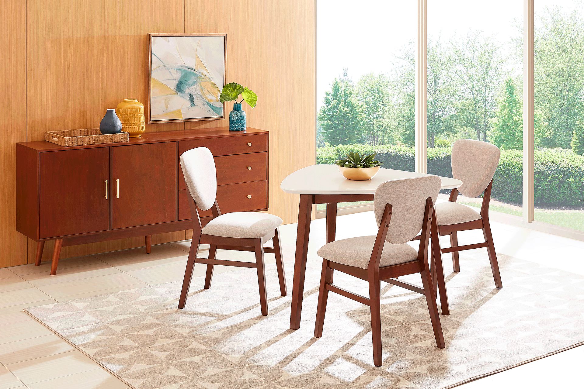 Melodina White 4 Pc Dining Room with Gray Chairs - Image 1