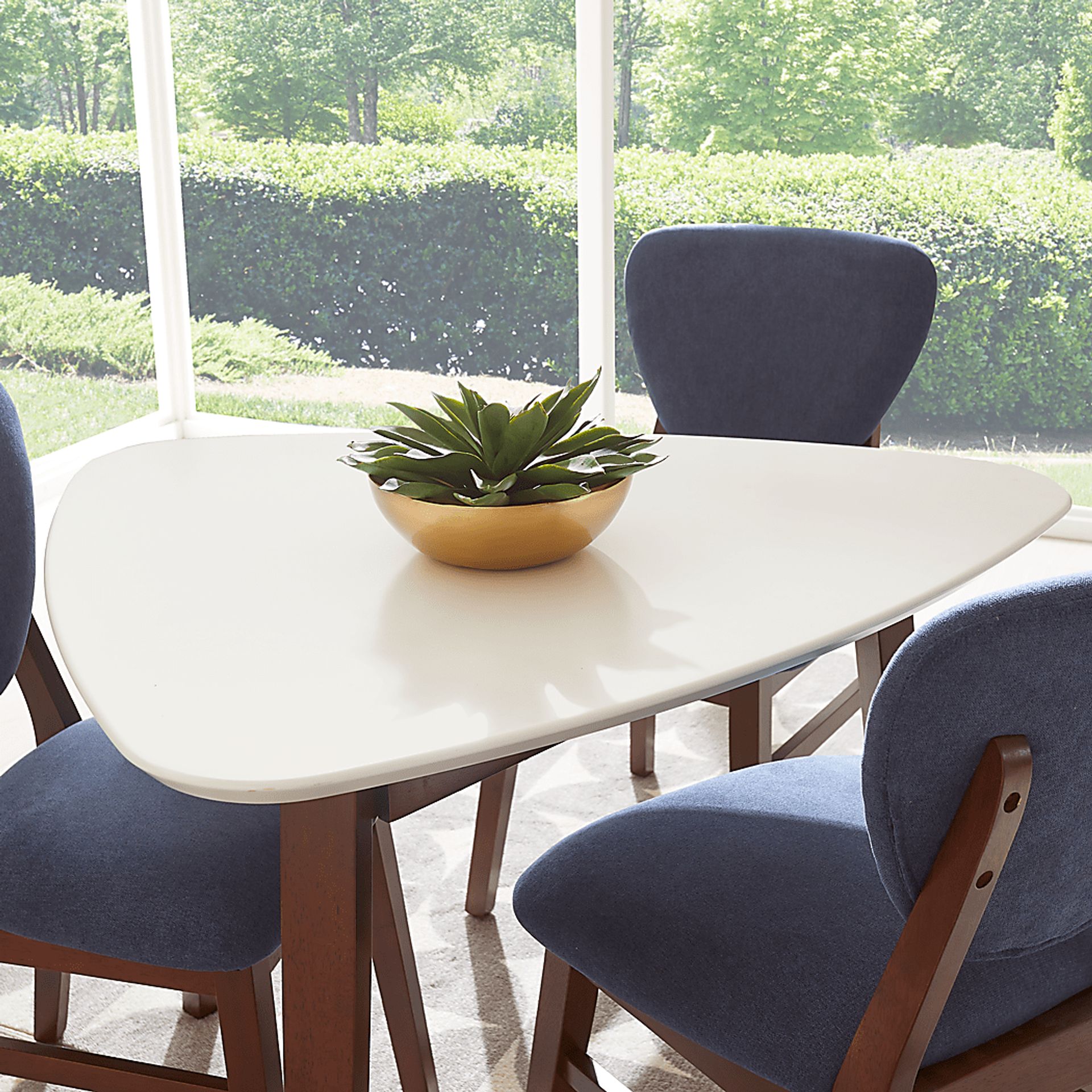 Melodina White 4 Pc Dining Room with Yellow Chairs - Image 4