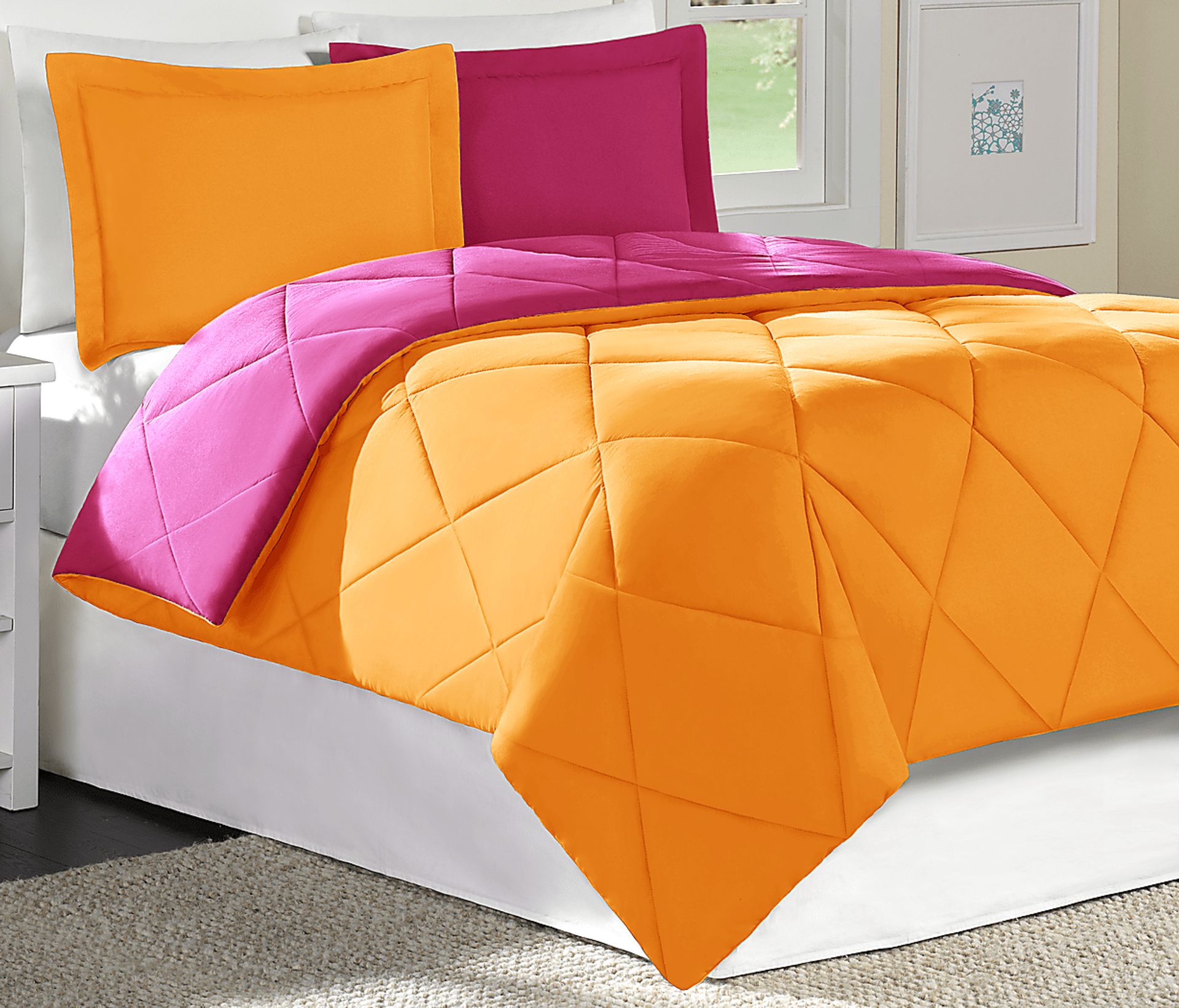 Melody Orange-Fuchsia Twin Bed Set - Image 1