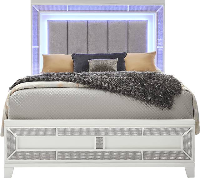 Melrose White 7 Pc King Upholstered Bedroom - Thumbnail - Image 3