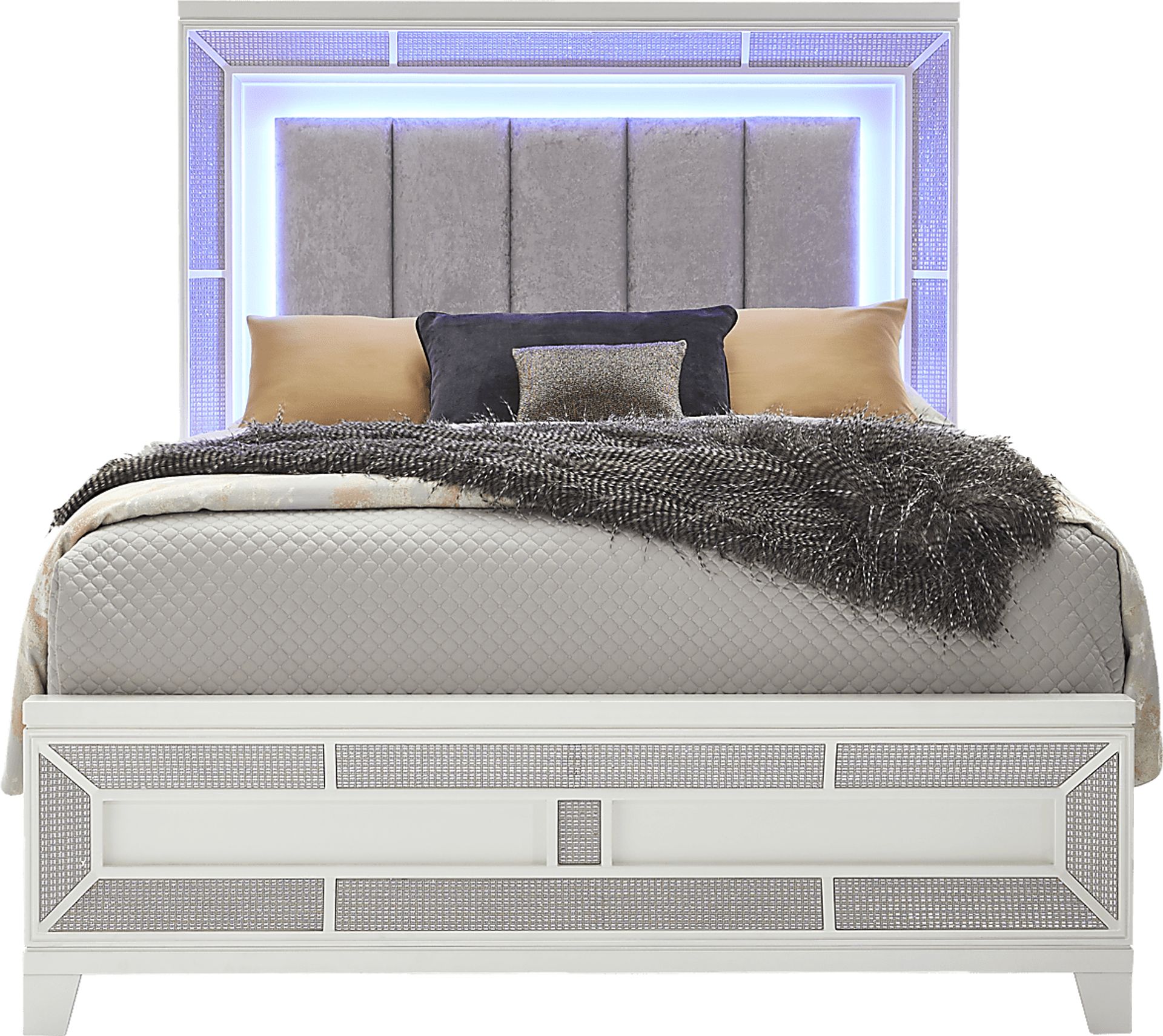 Melrose White 7 Pc King Upholstered Bedroom - Image 3
