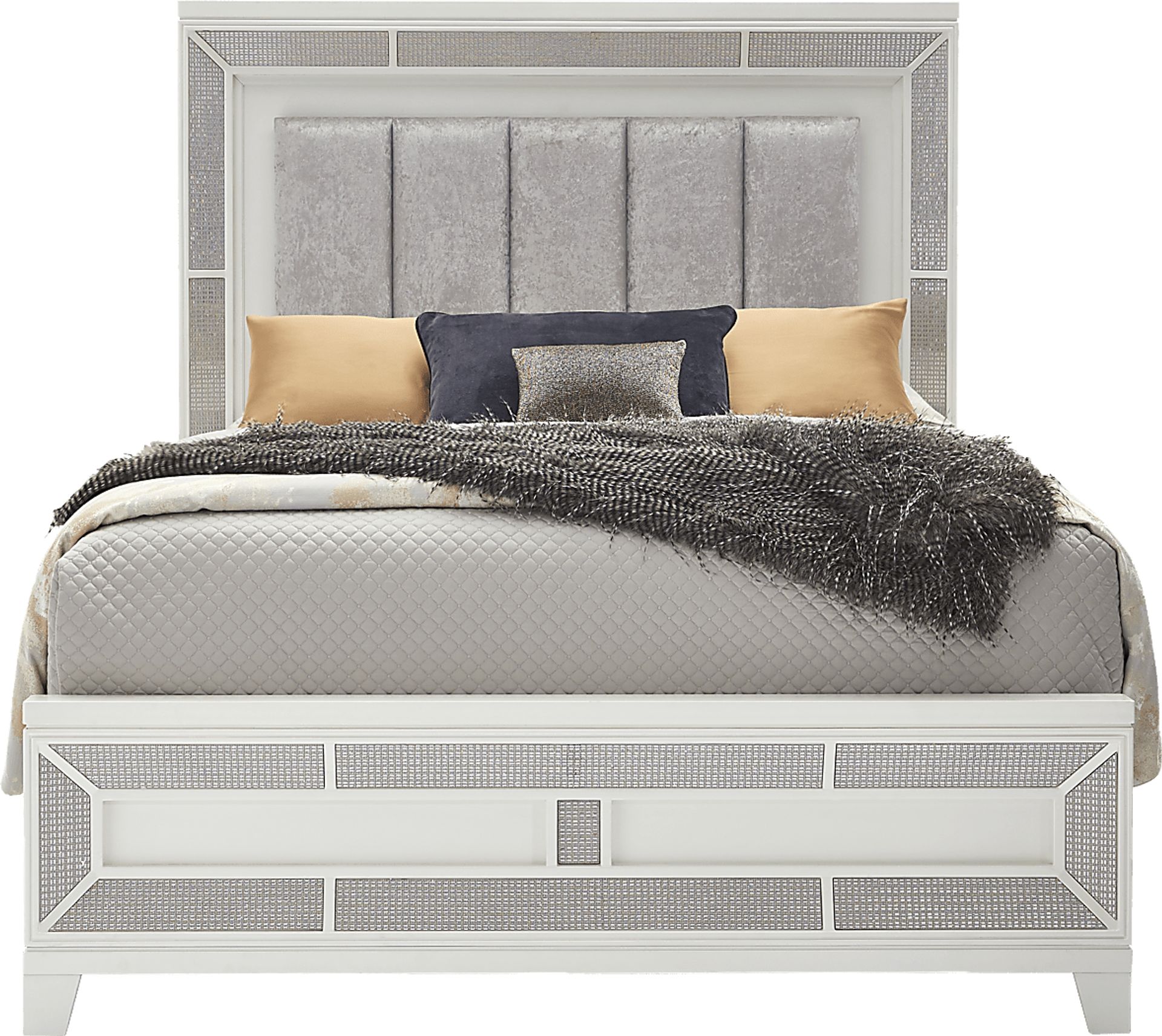 Melrose White 7 Pc King Upholstered Bedroom - Image 2