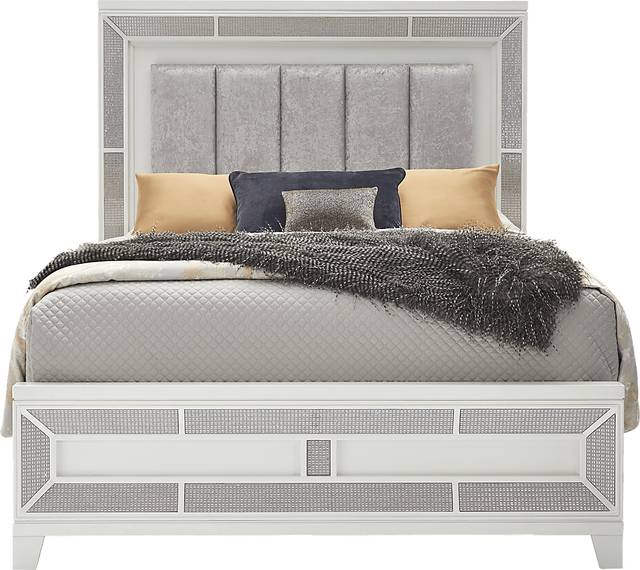 Melrose White 7 Pc Queen Upholstered Bedroom - Thumbnail - Image 2
