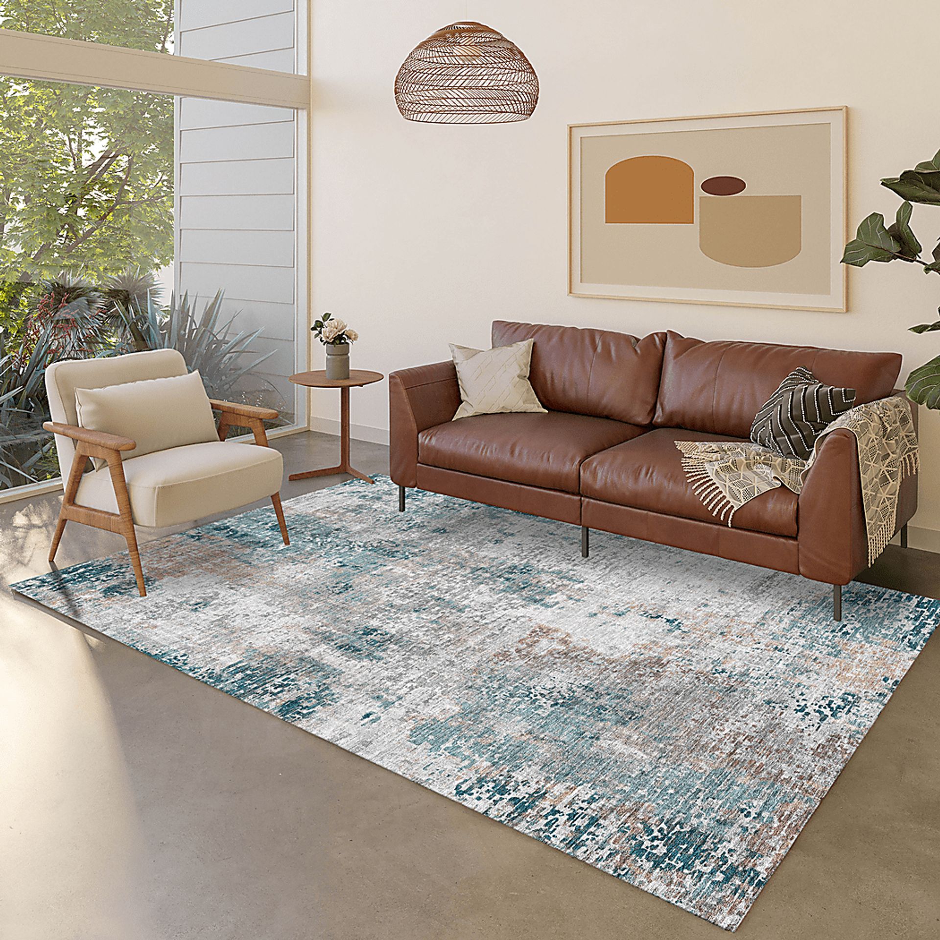 Memva Teal 8' x 10' Machine Washable Rug - Image 2