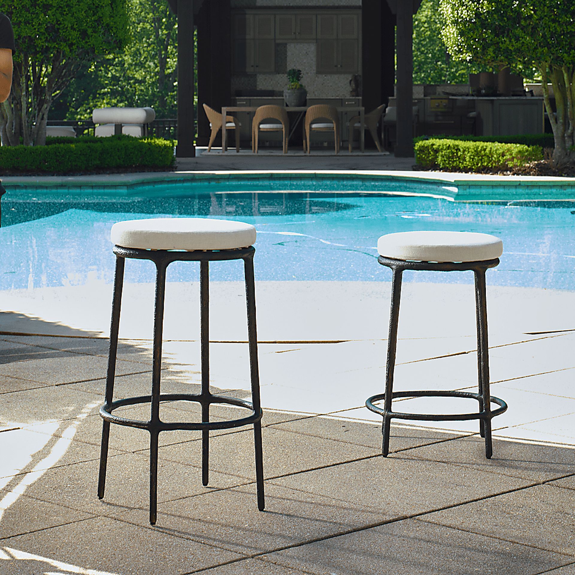 Meras White Outdoor Counter Stool - Image 2