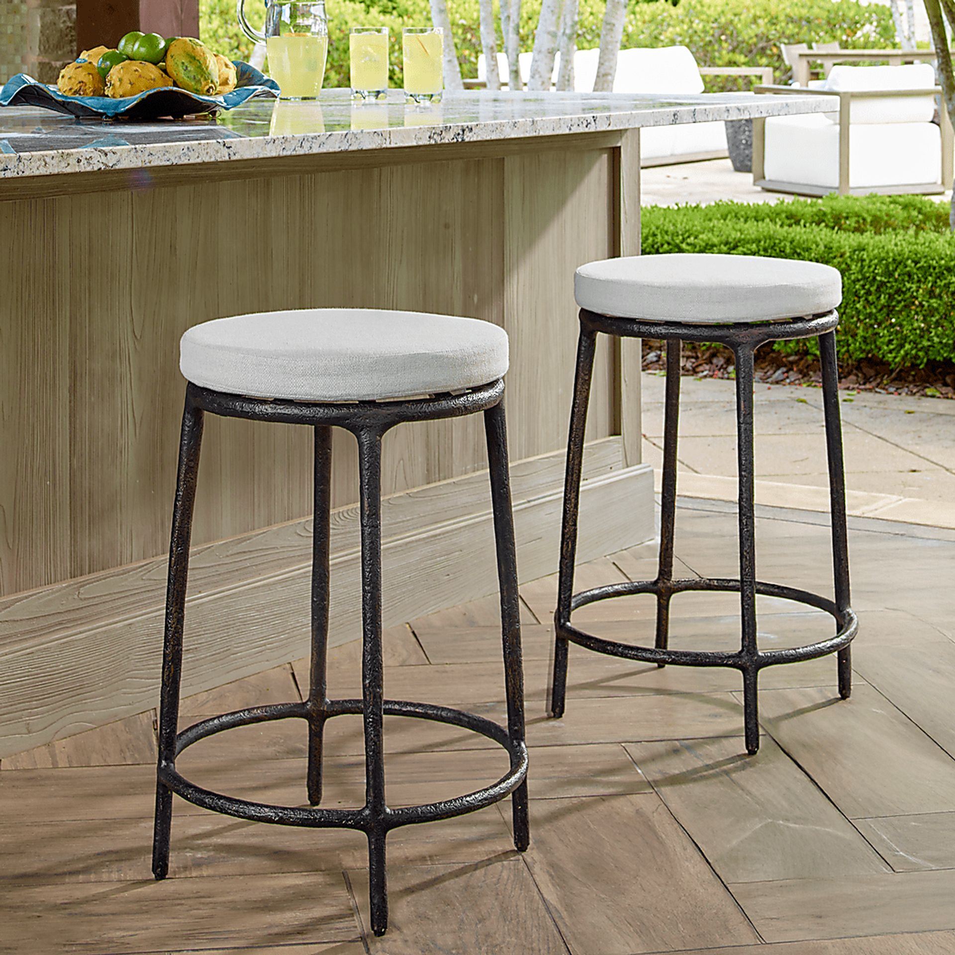 Meras White Outdoor Counter Stool - Image 3