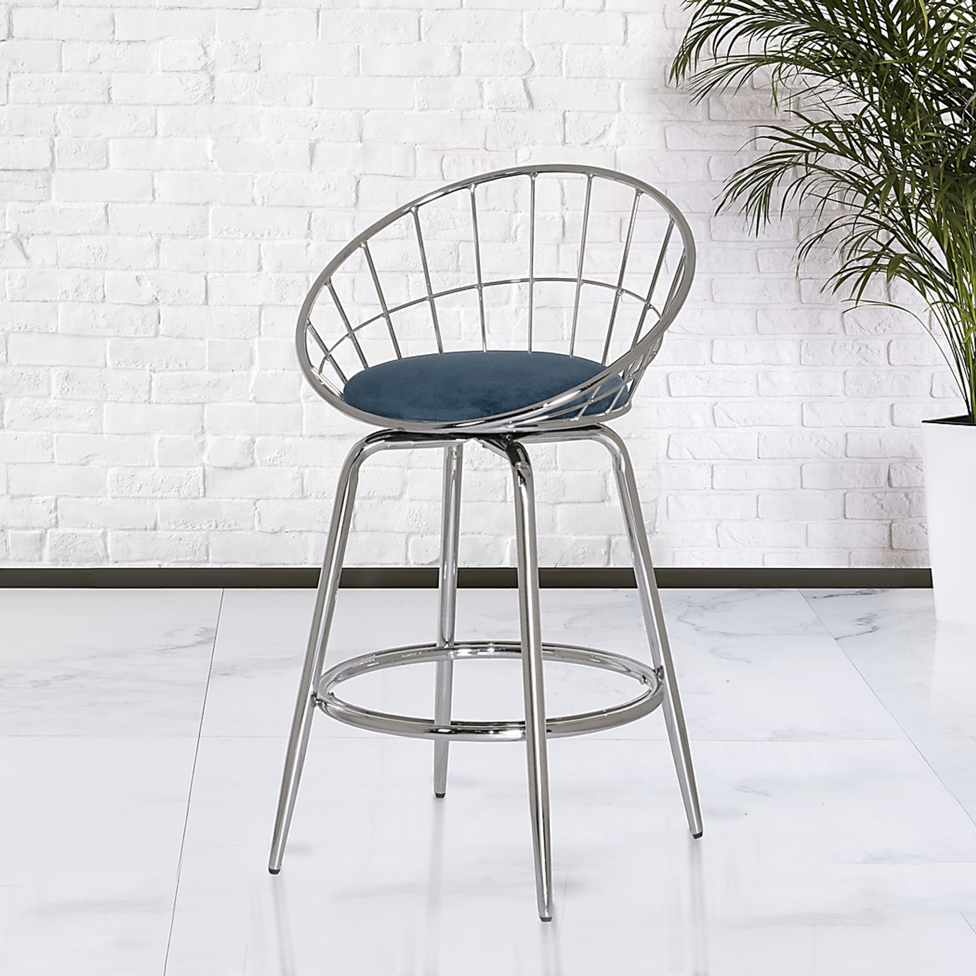 Mercia Blue Swivel Counter Height Stool - Image 8