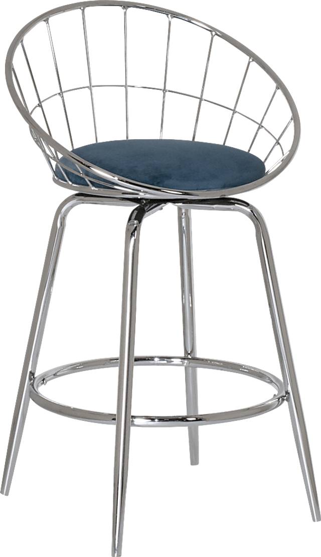 Mercia Blue Swivel Counter Height Stool - Thumbnail - Image 1