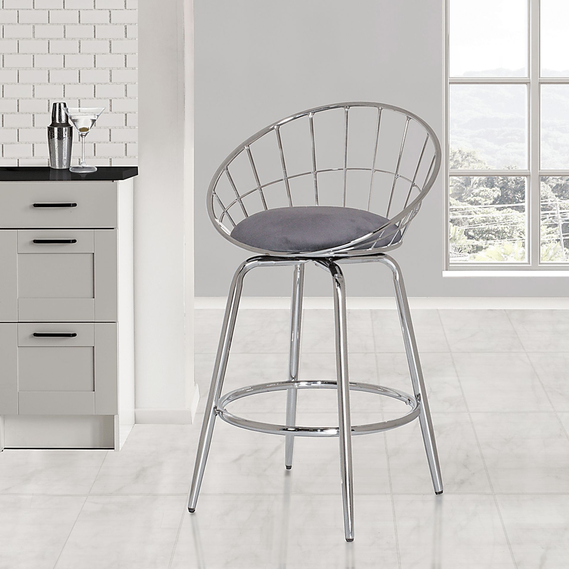Mercia Gray Swivel Counter Height Stool - Image 9