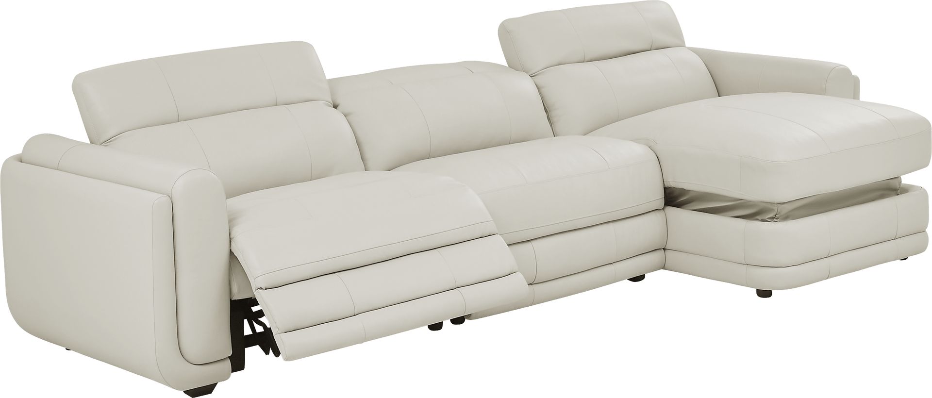 Meridien Ice Leather 3 Pc Dual Power Reclining Sectional - Image 3