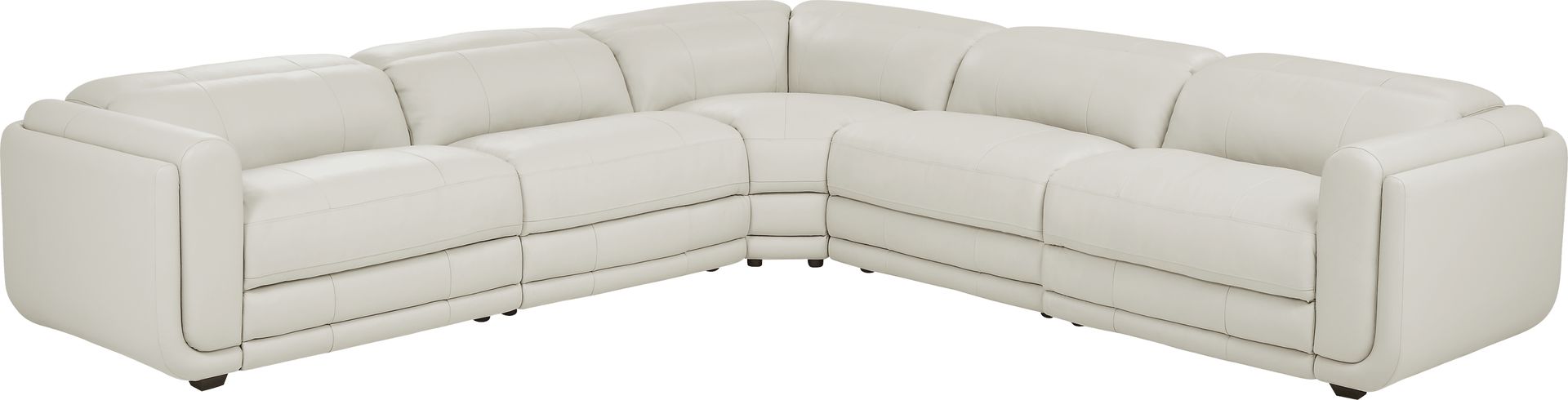 Meridien Ice Leather 5 Pc Dual Power Reclining Sectional - Image 1