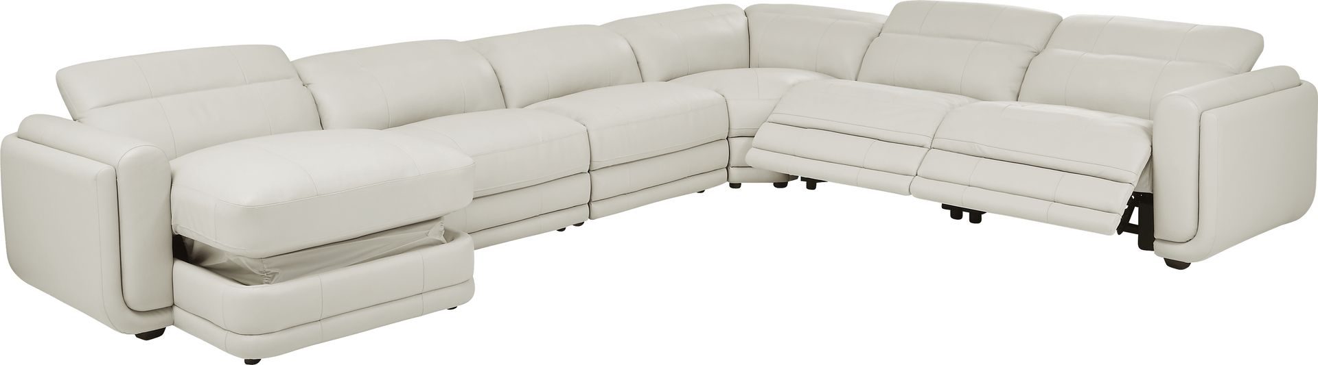 Meridien Ice Leather 6 Pc Dual Power Reclining Sectional - Image 3