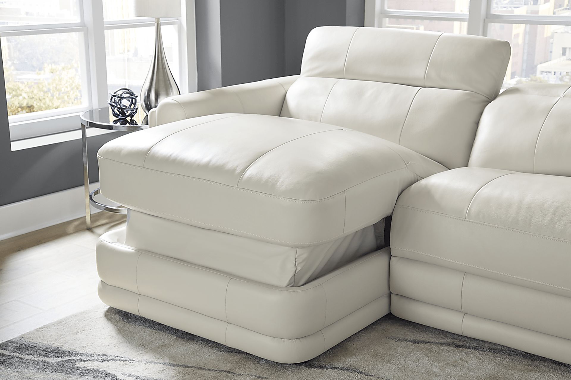 Meridien Ice Leather 6 Pc Dual Power Reclining Sectional - Image 6