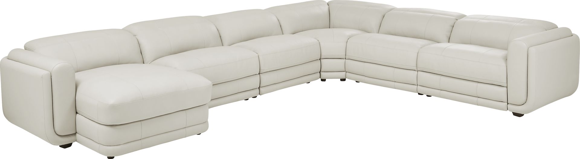 Meridien Ice Leather 6 Pc Dual Power Reclining Sectional - Image 1