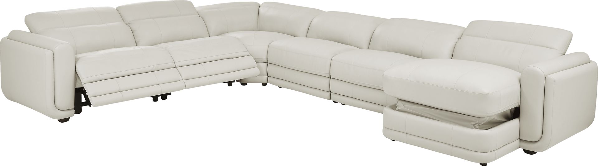 Meridien Ice Leather 6 Pc Dual Power Reclining Sectional - Image 3