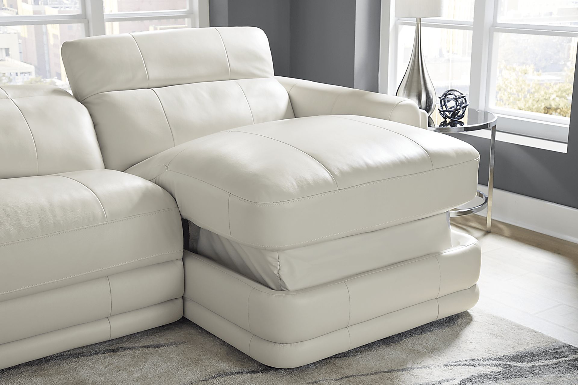 Meridien Ice Leather 6 Pc Dual Power Reclining Sectional - Image 6