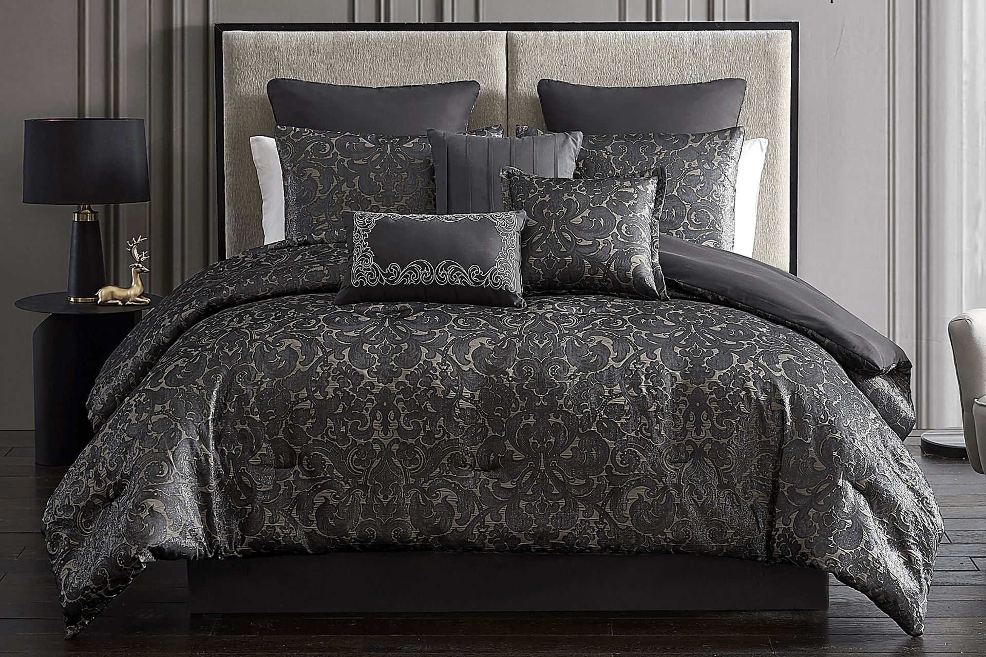 Meried Black 9 Pc Queen Comforter Set - Image 2