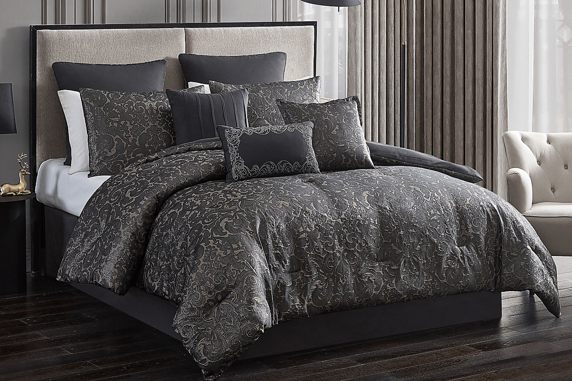 Meried Black 9 Pc Queen Comforter Set - Image 1