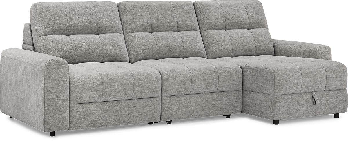 家具 marie Meriwether Gray Chenille Fabric 7 Pc Power Slider Sectional