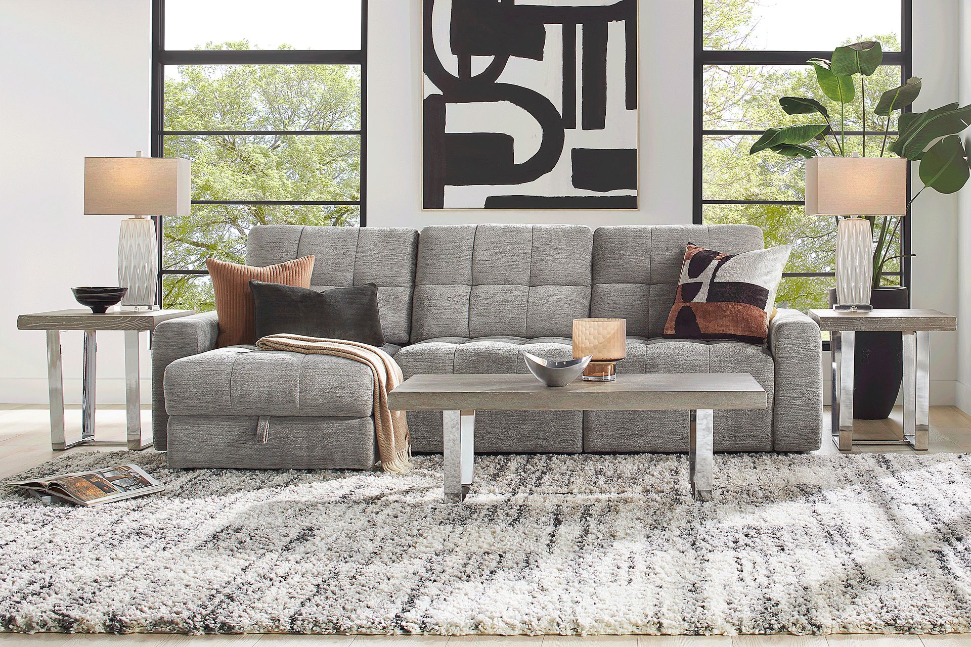 Meriwether Gray 6 Pc Power Slider Sectional Living Room - Image 1