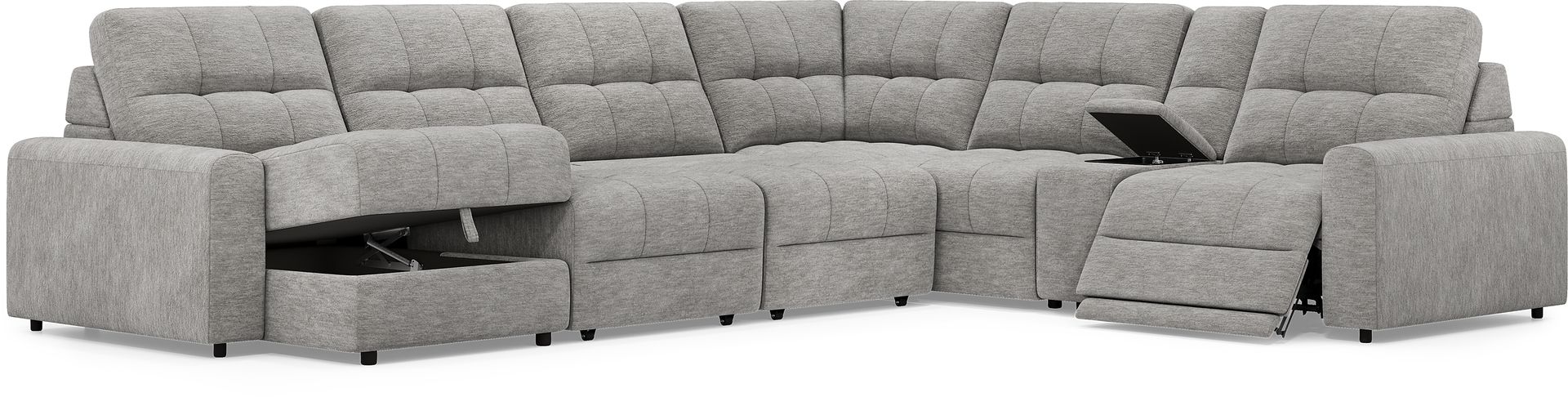 Meriwether Gray 7 Pc Power Slider Sectional - Image 3
