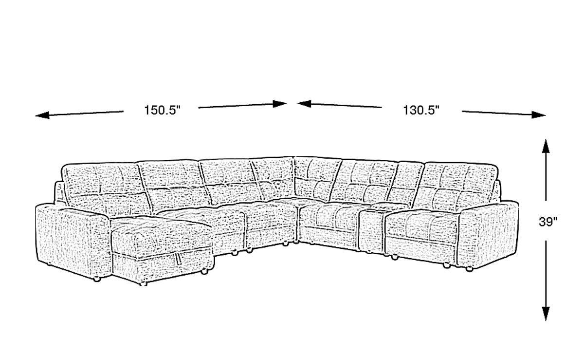 Meriwether Gray Chenille Fabric 7 Pc Power Slider Sectional