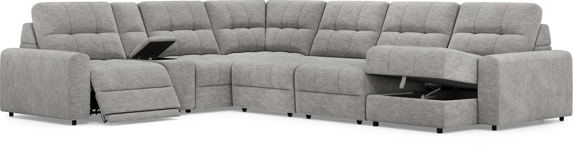 Meriwether Gray 7 Pc Power Slider Sectional - Image 3
