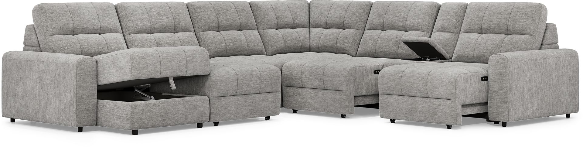 Meriwether Gray 7 Pc Power Slider Sectional - Image 3