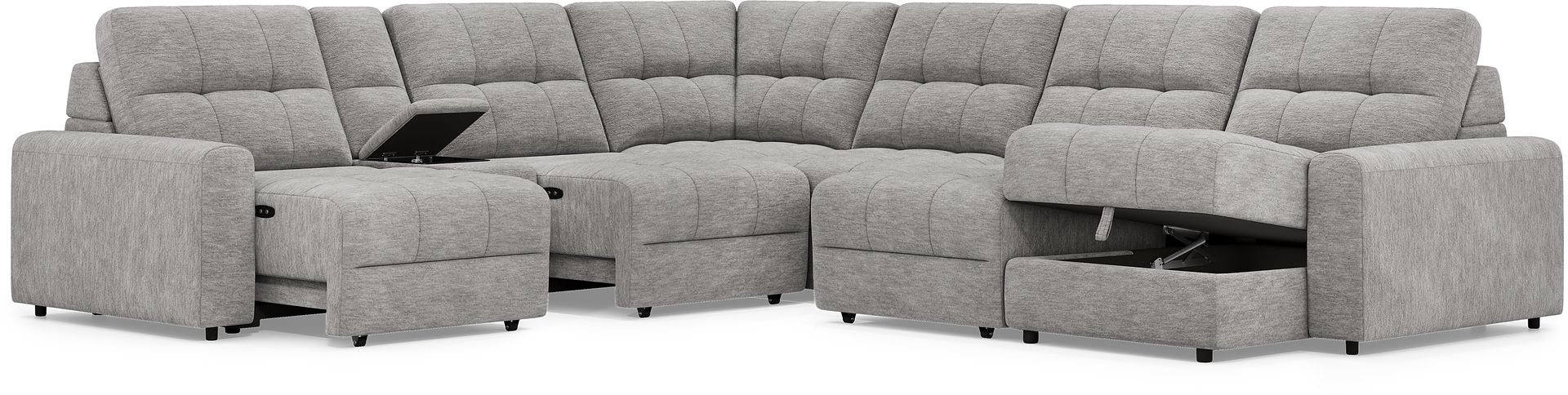 Meriwether Gray 7 Pc Power Slider Sectional - Image 3