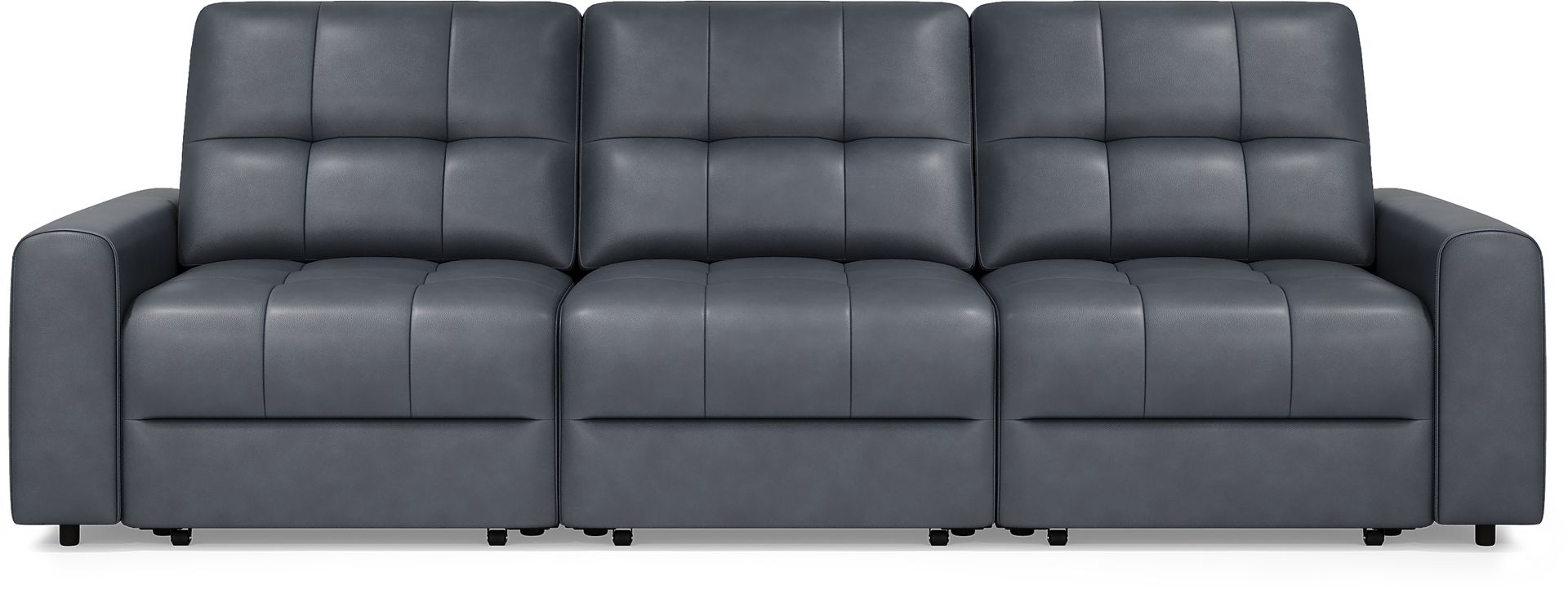 Meriwether Slate Blue Leather 3 Pc Power Slider Sectional - Image 2