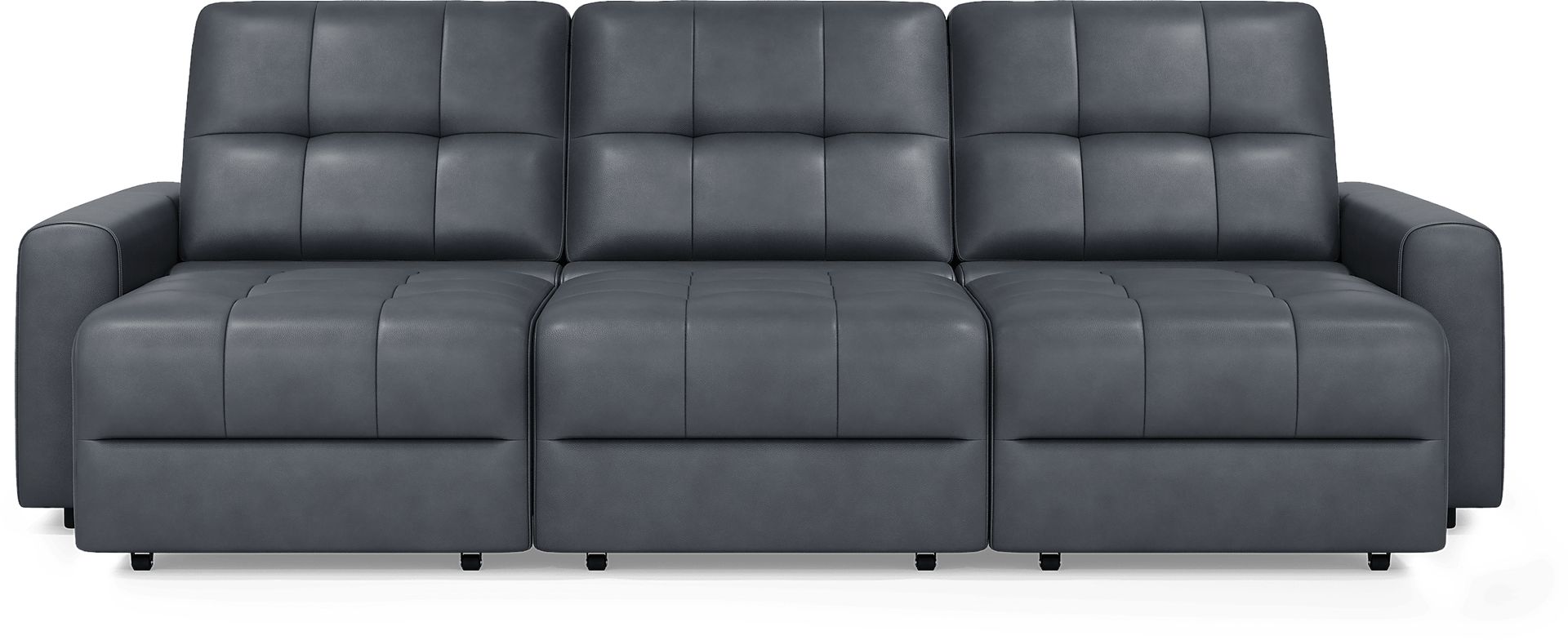 Meriwether Slate Blue Leather 3 Pc Power Slider Sectional - Image 3