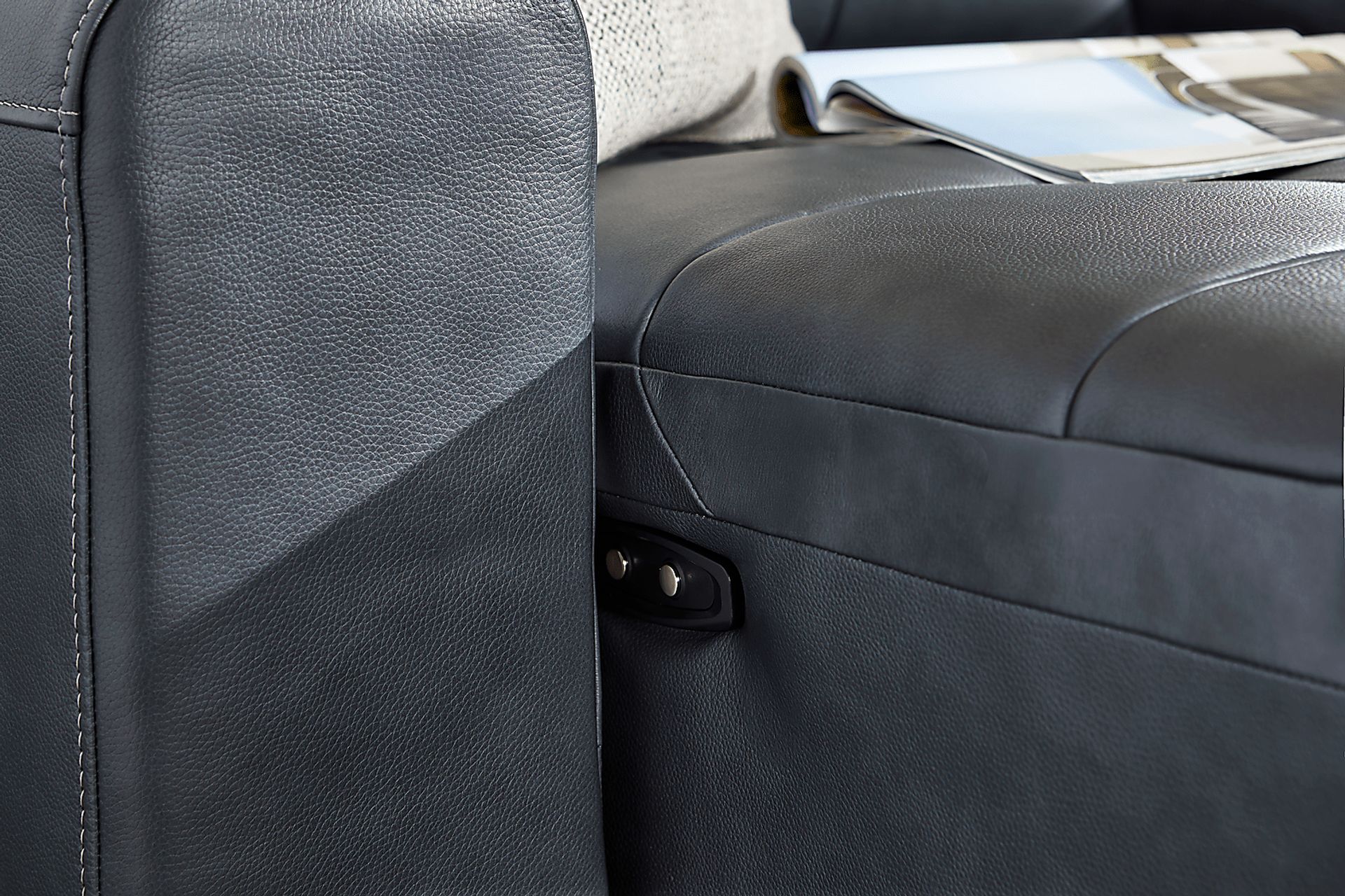 Meriwether Slate Blue Leather 6 Pc Power Slider Sectional - Image 10