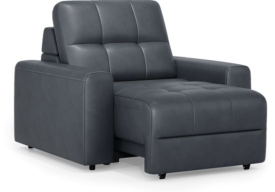 Meriwether Slate Blue Leather Power Slider Chair