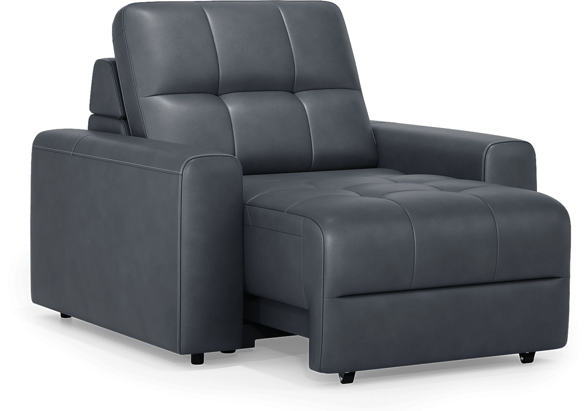 Meriwether Slate Blue Leather Power Slider Chair - Image 1