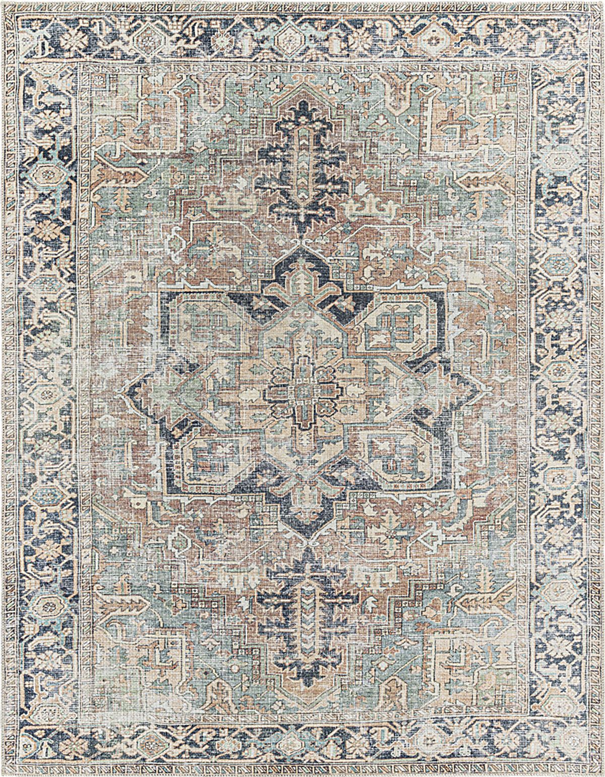 Merkema Navy,Orange,Red Blue,Orange,Red Rug | Rooms to Go