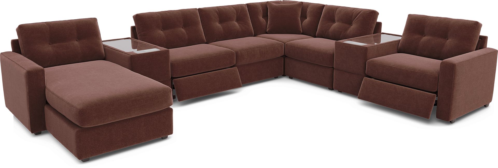 Merlot 8 Pc Power Reclining ModularOne with Media Consoles - Image 1