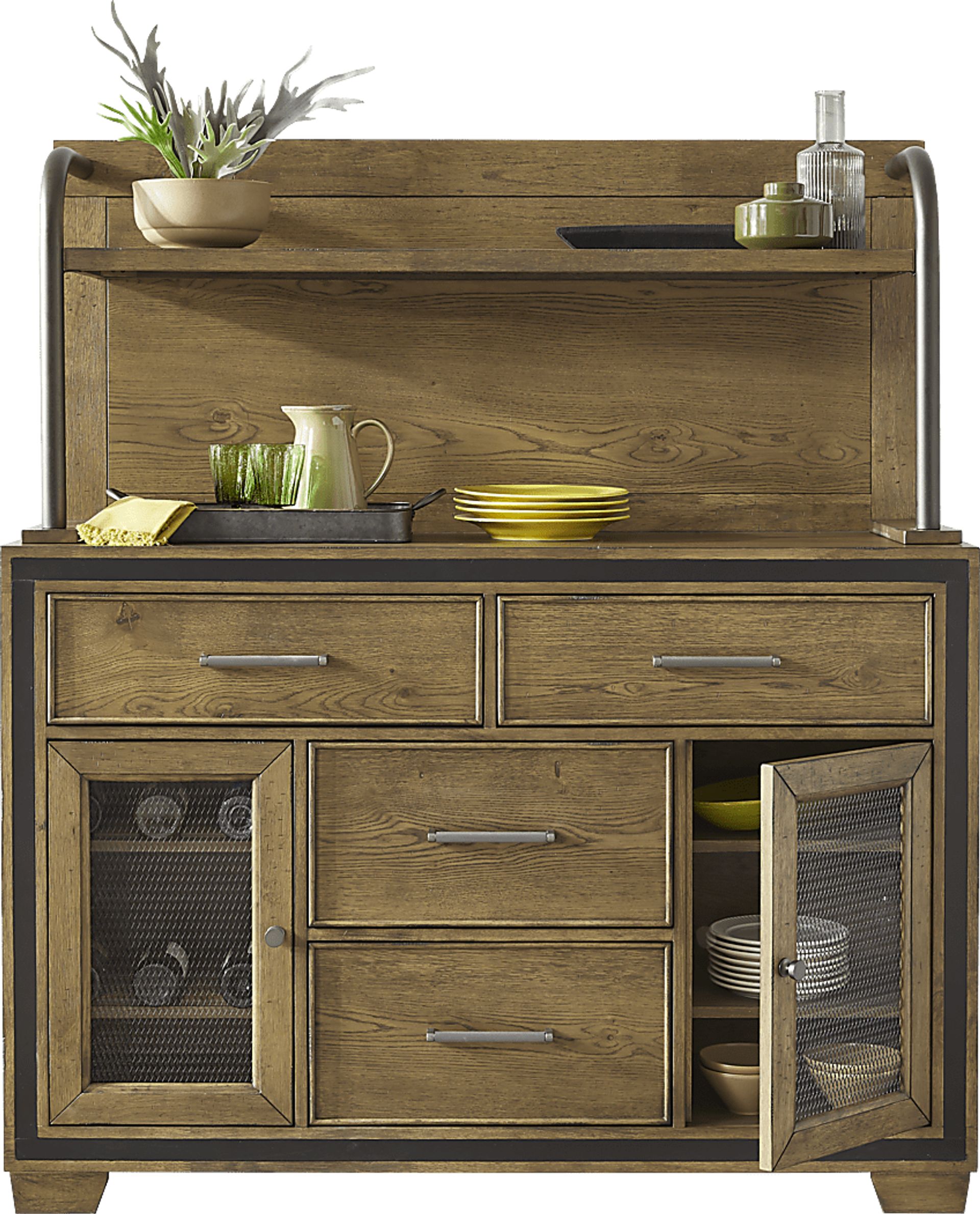 Merna Falls Oak 2 Pc Server with Hutch - Image 2