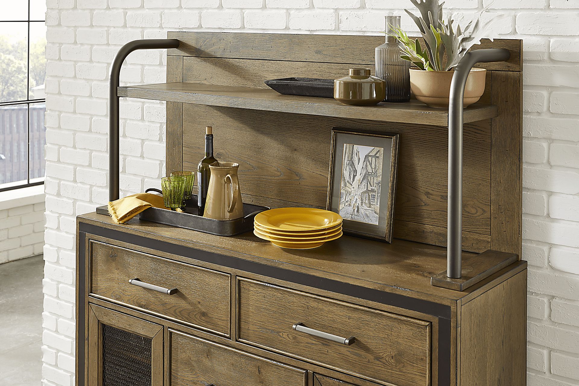 Merna Falls Oak 2 Pc Server with Hutch - Image 3