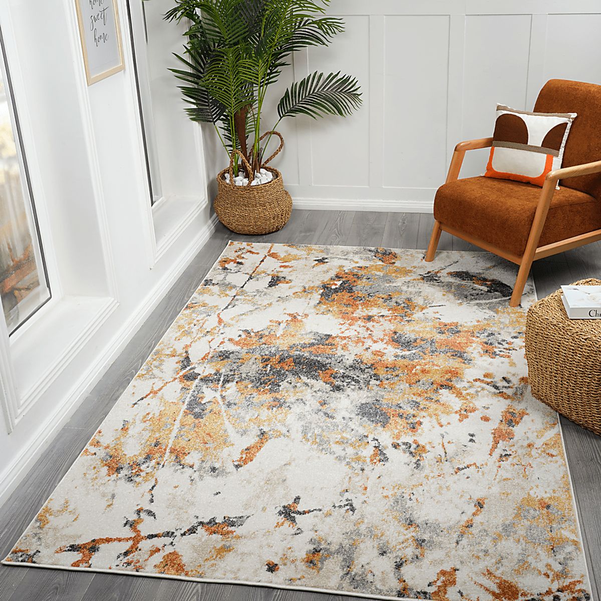 Merrane Ivory,Orange Beige,Orange,Red Rugs | Rooms to Go
