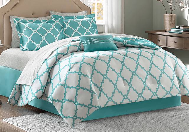 Merritt Aqua 9 Pc Queen Comforter Set - Thumbnail - Image 2