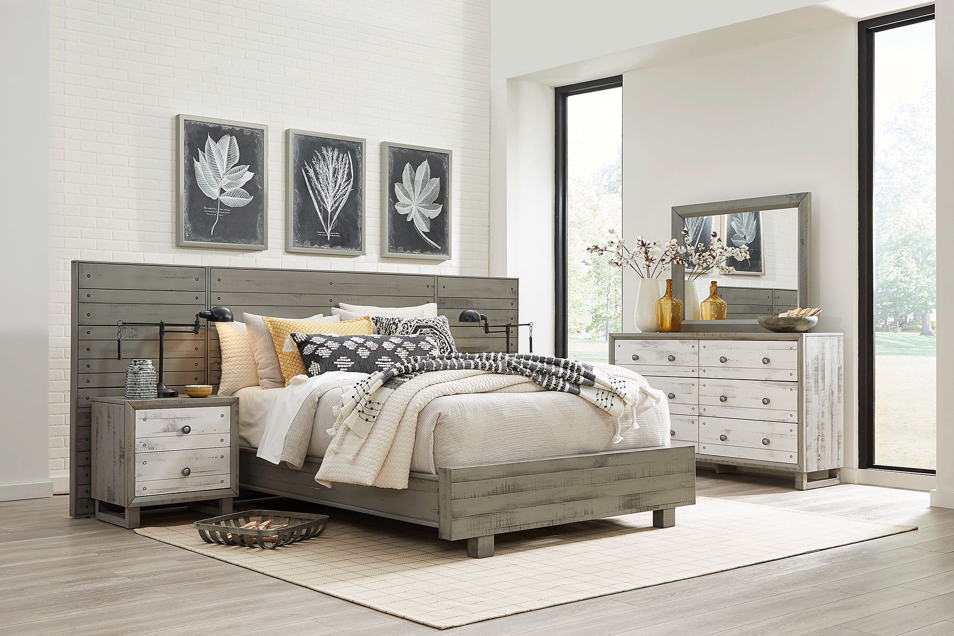 Merriwood Hills Gray 7 Pc Queen Wall Bed with Nightstands - Image 2