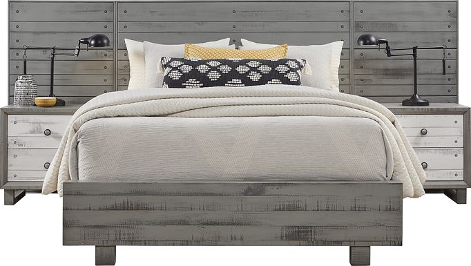 Merriwood Hills Gray 7 Pc Queen Wall Bed with Nightstands
