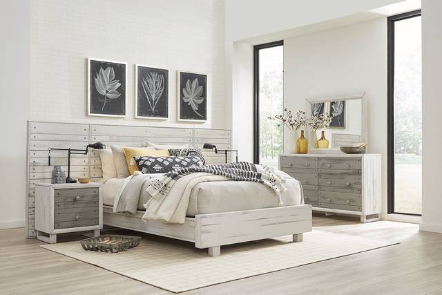 Merriwood Hills White 7 Pc King Wall Bed with Nightstands - Thumbnail - Image 2